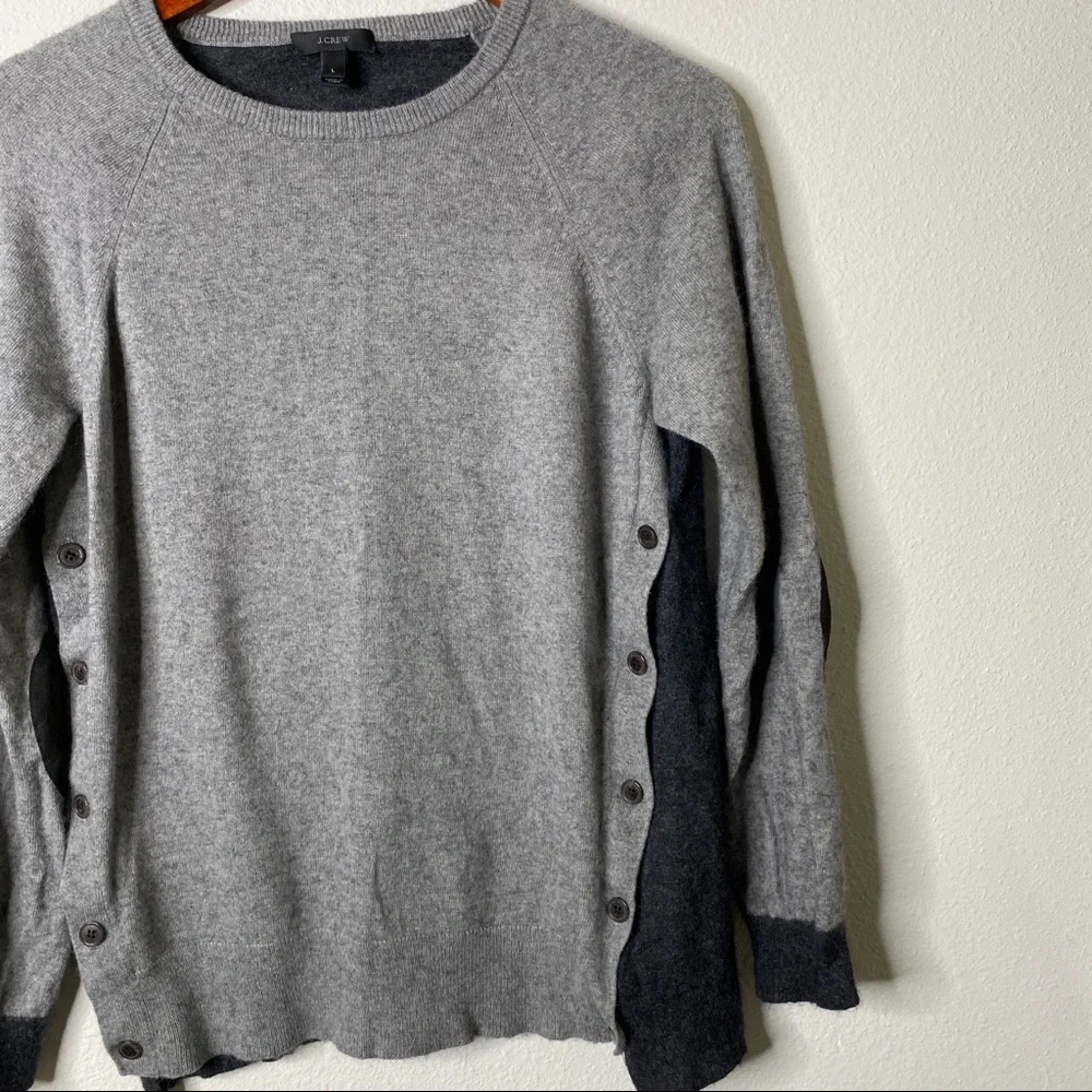 J Crew Wool Blend Side Button Color Block Sweater Large - Picture 3 of 9